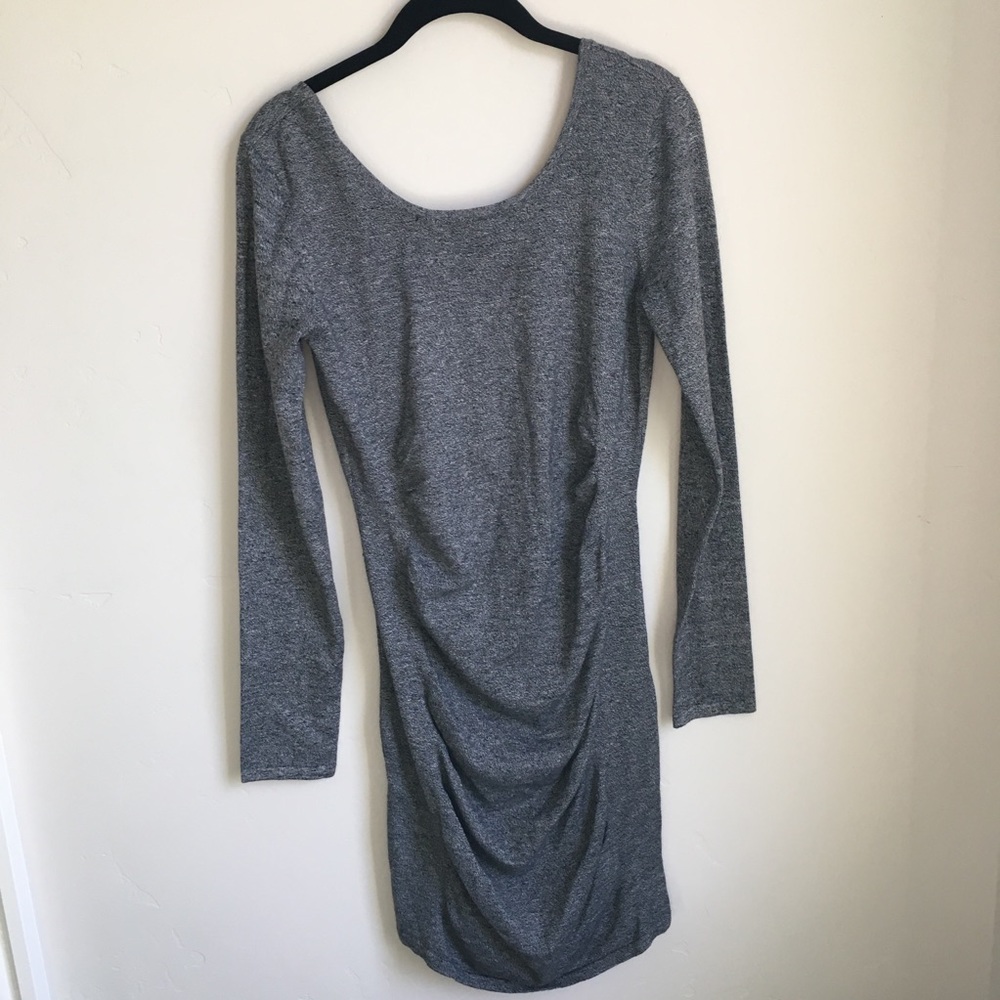 Gray Ruched sweater dress